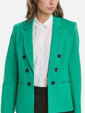 NWT Womens Jones New York Double-Breasted Emerald Green Blazer Jacket Stretchy